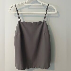 NWOT Banana Republic Never Worn XL Gray Lined Scalloped Camisole Top